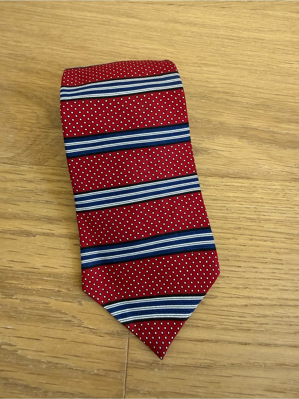 Oscar De La Renta Classic Red & Navy Stripe & Dot Men's Tie